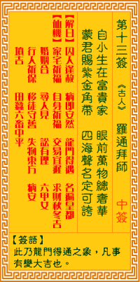 觀(guān)音靈簽13 觀(guān)音靈簽解簽13