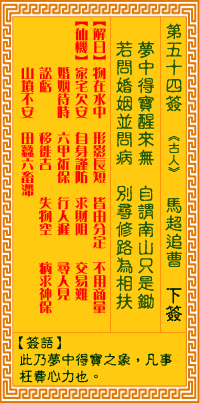 觀音靈簽第54簽，觀音靈簽第五十四簽解簽全解