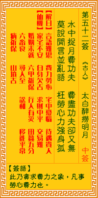 觀音靈簽52 觀音靈簽解簽52: 太白醉?yè)泼髟掠^音靈簽解簽